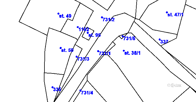 Parcela st. 731/1 v KÚ Bukvice, Katastrální mapa