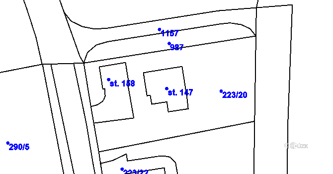 Parcela st. 147 v KÚ Bukvice, Katastrální mapa