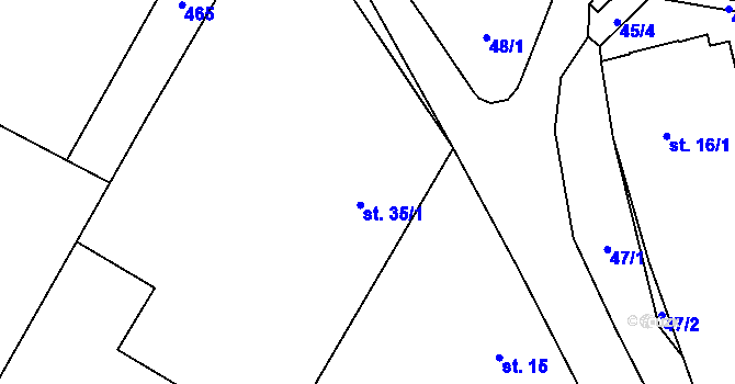 Parcela st. 35/1 v KÚ Veliš u Jičína, Katastrální mapa