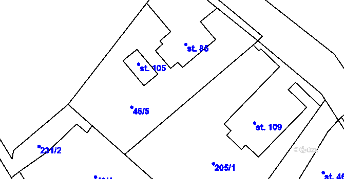 Parcela st. 46/4 v KÚ Veliš u Jičína, Katastrální mapa