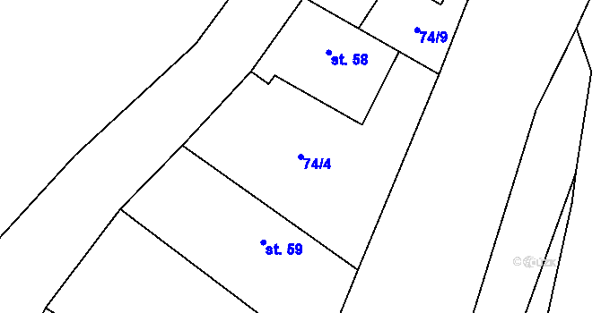 Parcela st. 74/4 v KÚ Veliš u Jičína, Katastrální mapa