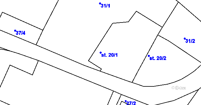 Parcela st. 20/1 v KÚ Vesec u Jičína, Katastrální mapa