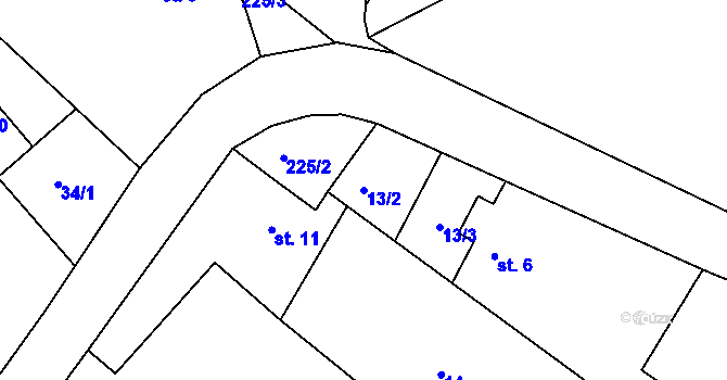 Parcela st. 13/2 v KÚ Vesec u Jičína, Katastrální mapa