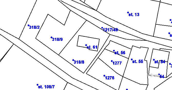 Parcela st. 61 v KÚ Velká nad Vltavou, Katastrální mapa