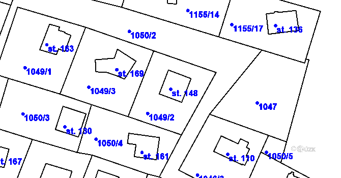 Parcela st. 148 v KÚ Velká nad Vltavou, Katastrální mapa