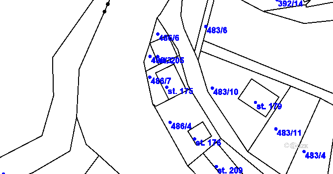 Parcela st. 175 v KÚ Velká nad Vltavou, Katastrální mapa