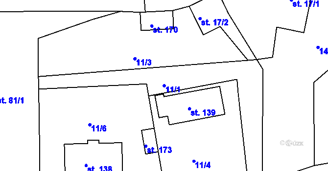 Parcela st. 11/1 v KÚ Velká nad Vltavou, Katastrální mapa