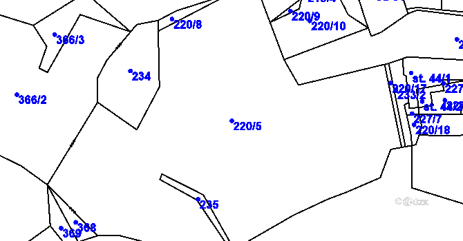 Parcela st. 220/5 v KÚ Velká nad Vltavou, Katastrální mapa