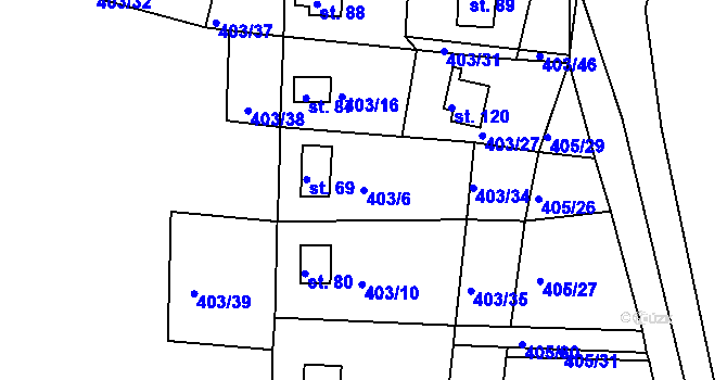 Parcela st. 403/6 v KÚ Velká nad Vltavou, Katastrální mapa