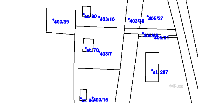 Parcela st. 403/7 v KÚ Velká nad Vltavou, Katastrální mapa