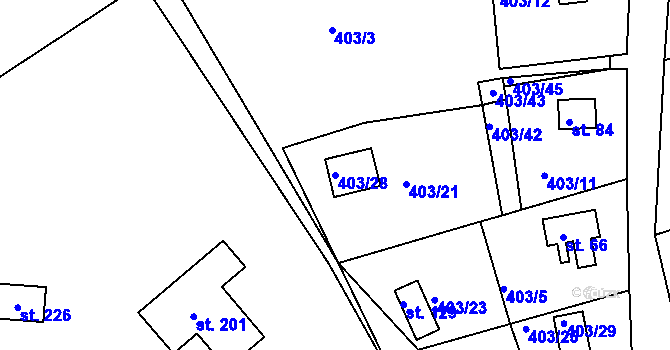 Parcela st. 403/28 v KÚ Velká nad Vltavou, Katastrální mapa