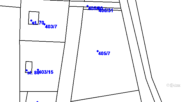Parcela st. 405/7 v KÚ Velká nad Vltavou, Katastrální mapa