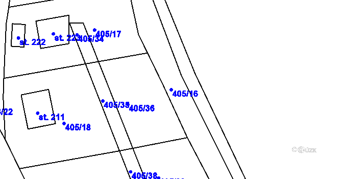 Parcela st. 405/16 v KÚ Velká nad Vltavou, Katastrální mapa