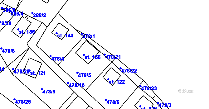 Parcela st. 478/21 v KÚ Velká nad Vltavou, Katastrální mapa