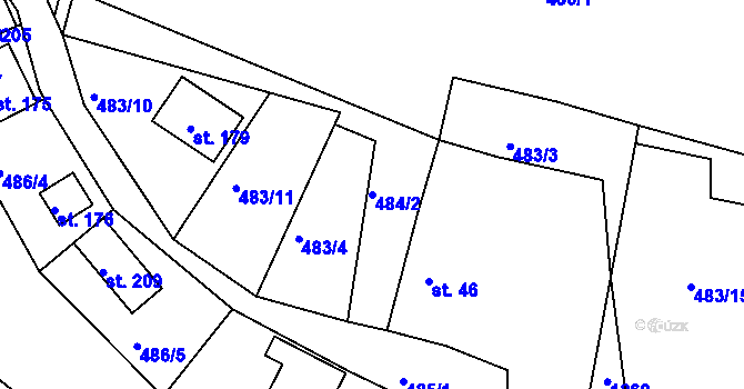 Parcela st. 484/2 v KÚ Velká nad Vltavou, Katastrální mapa