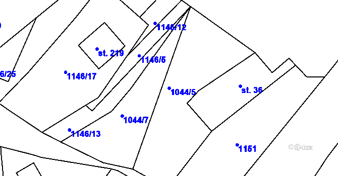 Parcela st. 1044/5 v KÚ Velká nad Vltavou, Katastrální mapa