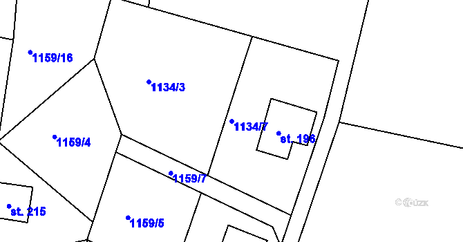 Parcela st. 1134/7 v KÚ Velká nad Vltavou, Katastrální mapa