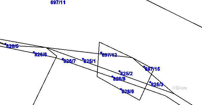 Parcela st. 697/12 v KÚ Velká nad Vltavou, Katastrální mapa