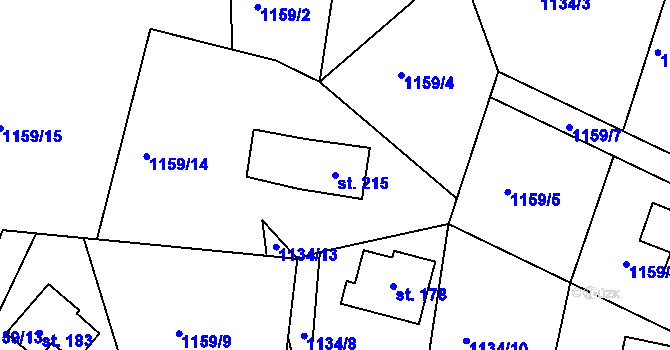 Parcela st. 215 v KÚ Velká nad Vltavou, Katastrální mapa
