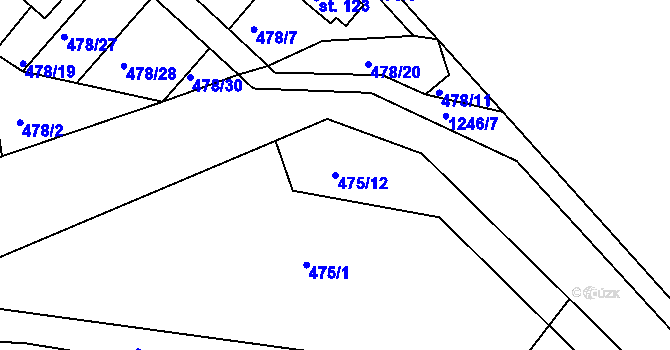 Parcela st. 475/12 v KÚ Velká nad Vltavou, Katastrální mapa