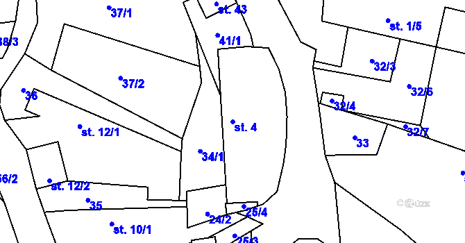 Parcela st. 4 v KÚ Velká u Milevska, Katastrální mapa
