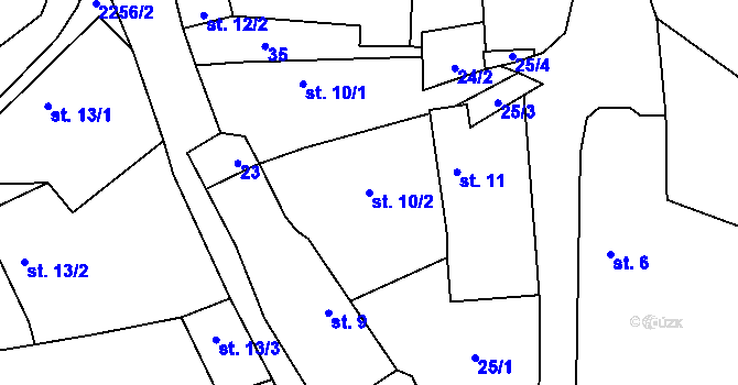 Parcela st. 10/2 v KÚ Velká u Milevska, Katastrální mapa