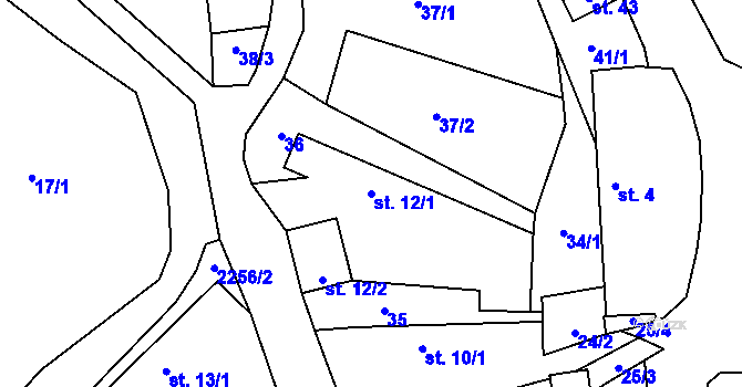 Parcela st. 12/1 v KÚ Velká u Milevska, Katastrální mapa