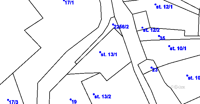 Parcela st. 13/1 v KÚ Velká u Milevska, Katastrální mapa
