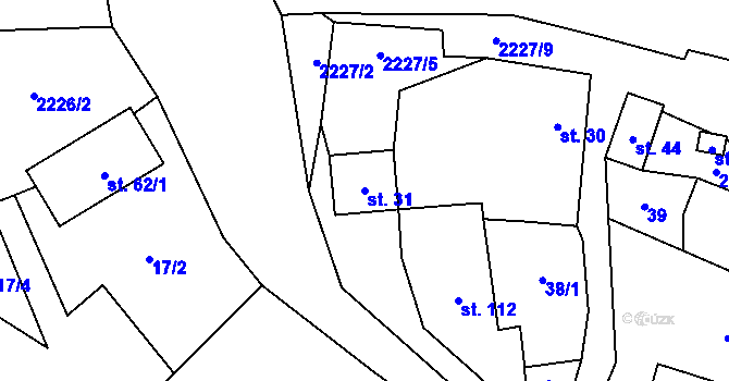Parcela st. 31 v KÚ Velká u Milevska, Katastrální mapa