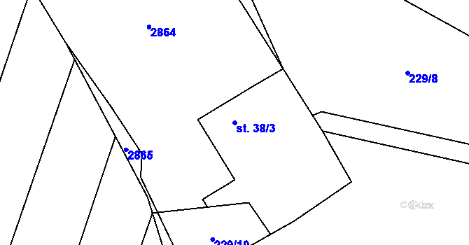 Parcela st. 38/3 v KÚ Velká u Milevska, Katastrální mapa