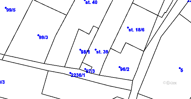 Parcela st. 39 v KÚ Velká u Milevska, Katastrální mapa