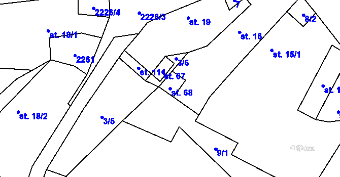 Parcela st. 68 v KÚ Velká u Milevska, Katastrální mapa