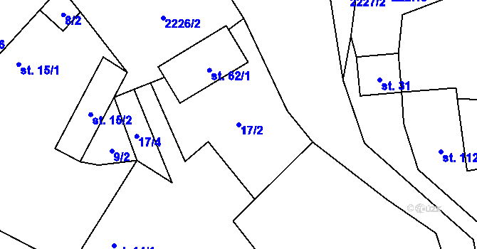 Parcela st. 17/2 v KÚ Velká u Milevska, Katastrální mapa