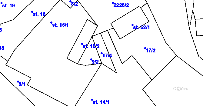 Parcela st. 17/4 v KÚ Velká u Milevska, Katastrální mapa