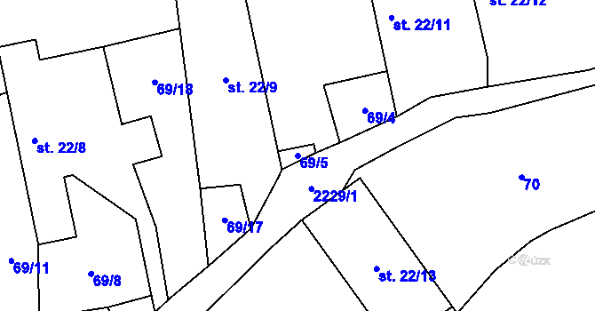 Parcela st. 69/5 v KÚ Velká u Milevska, Katastrální mapa