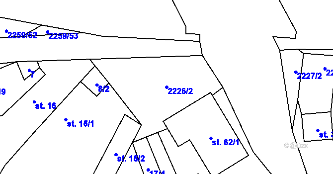 Parcela st. 2226/2 v KÚ Velká u Milevska, Katastrální mapa