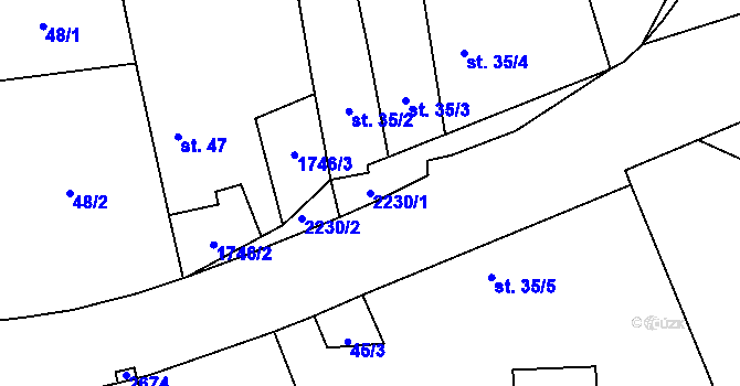 Parcela st. 2230/1 v KÚ Velká u Milevska, Katastrální mapa