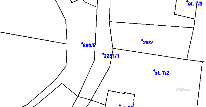 Parcela st. 2231/1 v KÚ Velká u Milevska, Katastrální mapa