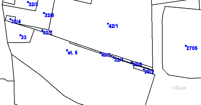 Parcela st. 42/2 v KÚ Velká u Milevska, Katastrální mapa