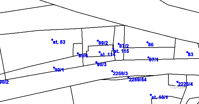 Parcela st. 114 v KÚ Velká u Milevska, Katastrální mapa
