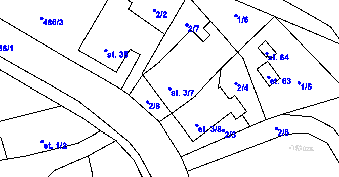 Parcela st. 3/7 v KÚ Lhotka u Hranic, Katastrální mapa