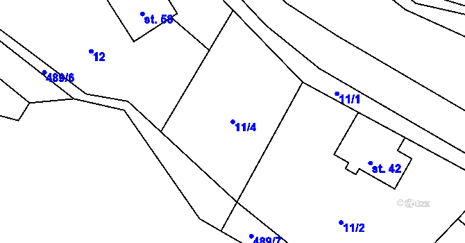 Parcela st. 11/4 v KÚ Lhotka u Hranic, Katastrální mapa