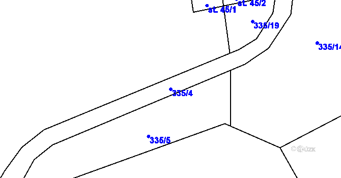 Parcela st. 335/4 v KÚ Lhotka u Hranic, Katastrální mapa