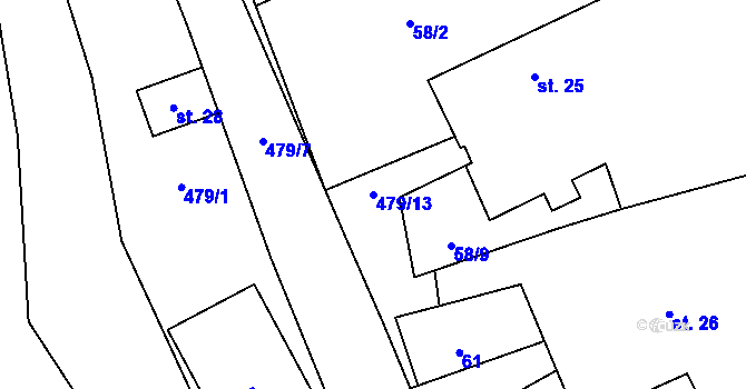 Parcela st. 479/13 v KÚ Lhotka u Hranic, Katastrální mapa