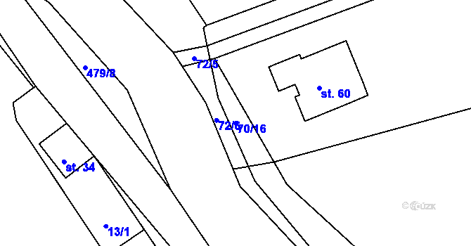 Parcela st. 70/16 v KÚ Lhotka u Hranic, Katastrální mapa