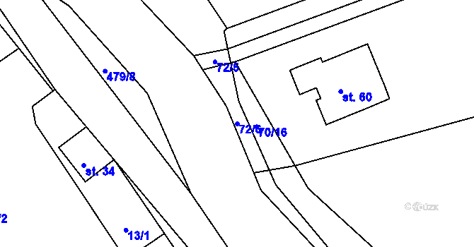 Parcela st. 72/6 v KÚ Lhotka u Hranic, Katastrální mapa