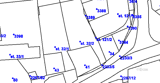 Parcela st. 32/2 v KÚ Velká u Hranic, Katastrální mapa