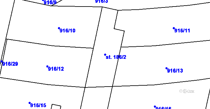 Parcela st. 186/2 v KÚ Velká u Hranic, Katastrální mapa
