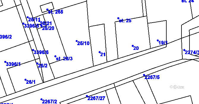 Parcela st. 21 v KÚ Velká u Hranic, Katastrální mapa