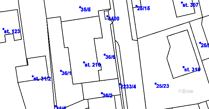 Parcela st. 36/6 v KÚ Velká u Hranic, Katastrální mapa